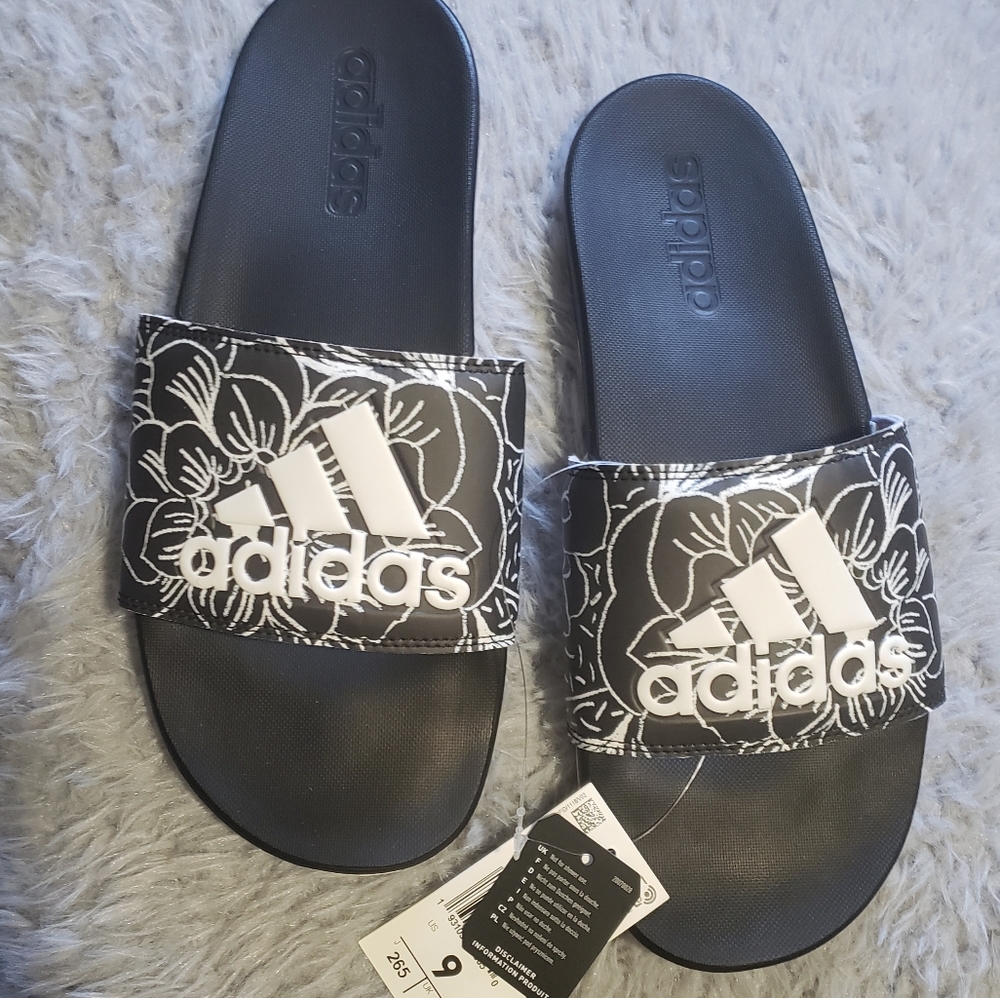 Adidas floral slides sandals